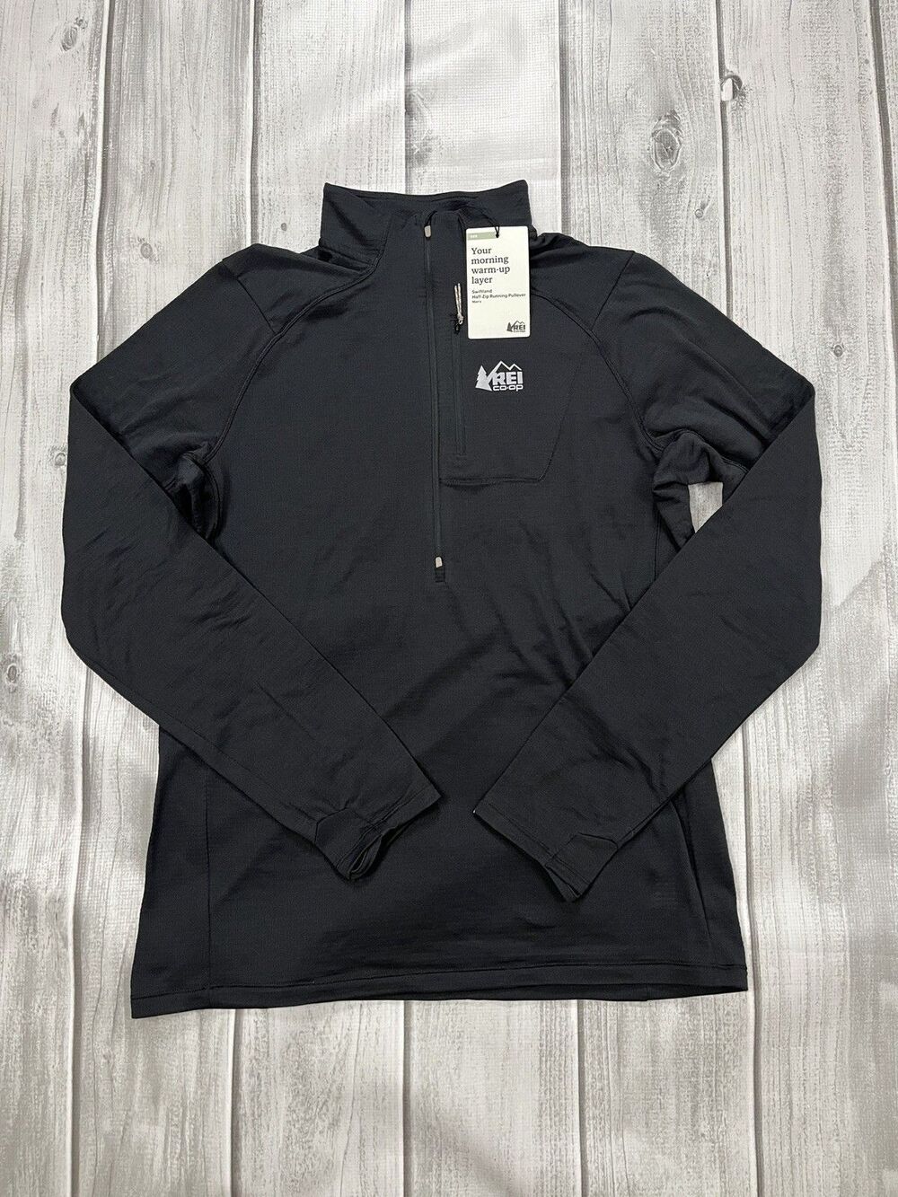 NEW REI Co-op Swiftland Thermal Running Half-Zip Pullover Men's LT Black Hiking